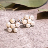 Blossom Freshwater Pearl & Diamond Studs in Silver