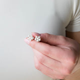 Blossom Freshwater Pearl & Diamond Studs in Silver