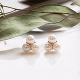 Trinity Freshwater Pearl & Diamond Studs in Silver