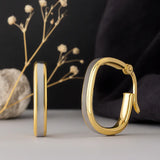 Edge Two Tone Hoops in 14k Gold