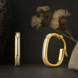 Edge Two Tone Hoops in 14k Gold