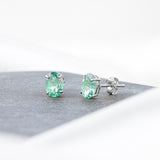 Oval Solitaire Gemstone Studs in 14k Gold