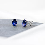Oval Solitaire Gemstone Studs in 14k Gold
