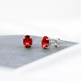 Oval Solitaire Gemstone Studs in 14k Gold