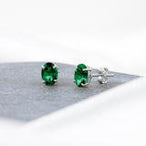 Oval Solitaire Gemstone Studs in 14k Gold