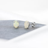 Oval Solitaire Gemstone Studs in 14k Gold