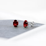 Oval Solitaire Gemstone Studs in 14k Gold