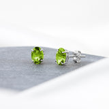 Oval Solitaire Gemstone Studs in 14k Gold