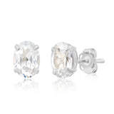 Oval Solitaire Gemstone Studs in 14k Gold