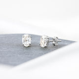 Oval Solitaire Gemstone Studs in 14k Gold