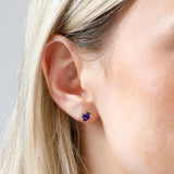 Oval Solitaire Gemstone Studs in 14k Gold