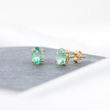Oval Solitaire Gemstone Studs in 14k Gold