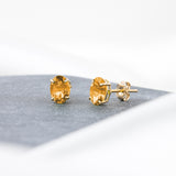Oval Solitaire Gemstone Studs in 14k Gold