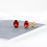 Oval Solitaire Gemstone Studs in 14k Gold