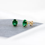 Oval Solitaire Gemstone Studs in 14k Gold