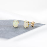Oval Solitaire Gemstone Studs in 14k Gold