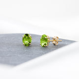 Oval Solitaire Gemstone Studs in 14k Gold