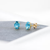 Oval Solitaire Gemstone Studs in 14k Gold