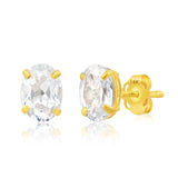 Oval Solitaire Gemstone Studs in 14k Gold