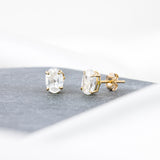 Oval Solitaire Gemstone Studs in 14k Gold