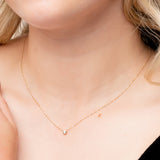 Golden Dew Solitaire Lab Diamond Bezel Necklace in 10k Gold