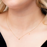 Golden Dew Solitaire Lab Diamond Bezel Necklace in 10k Gold