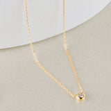 Golden Dew Solitaire Lab Diamond Bezel Necklace in 10k Gold