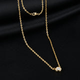 Golden Dew Solitaire Lab Diamond Bezel Necklace in 10k Gold