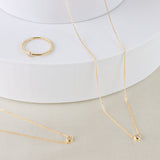 Golden Dew Solitaire Lab Diamond Bezel Necklace in 10k Gold