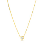 Golden Dew Solitaire Lab Diamond Bezel Necklace in 10k Gold