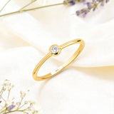 Golden Dew Lab Diamond Bezel Ring in 10k Gold