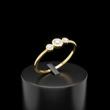 Golden Dew Trio Lab Diamond Bezel Ring in 10k Gold