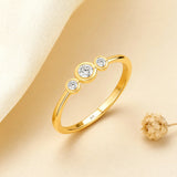 Golden Dew Trio Lab Diamond Bezel Ring in 10k Gold