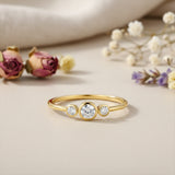 Golden Dew Trio Lab Diamond Bezel Ring in 10k Gold