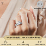 3 Carat Simulated Diamond Ring and Wedding Band Set in 14k Gold