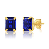 Emerald-Cut Solitaire Gemstone Studs in 14k Gold
