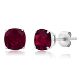 Cushion-Cut Solitaire Gemstone Studs in 14k Gold