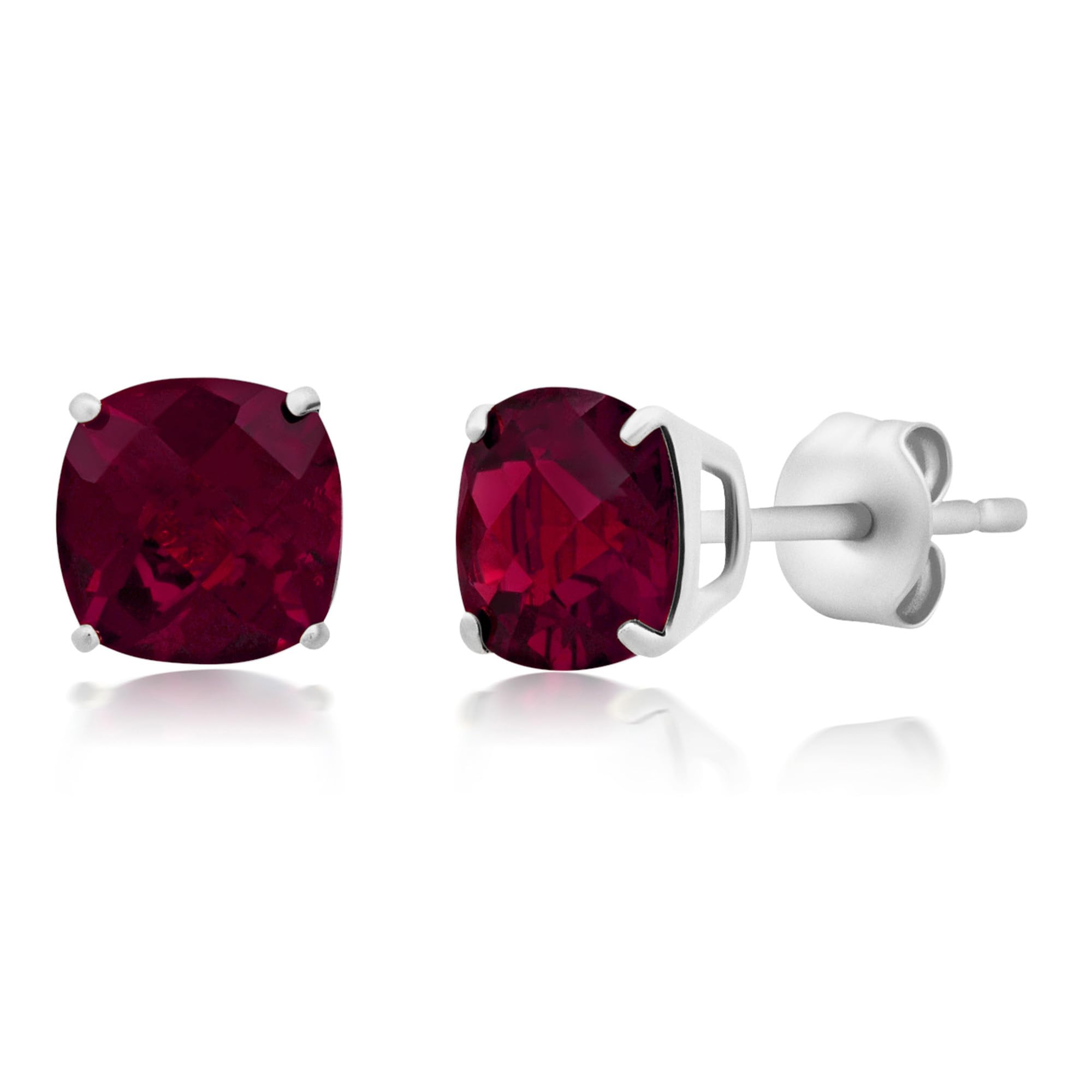 Cushion-Cut Solitaire Gemstone Studs in 14k Gold