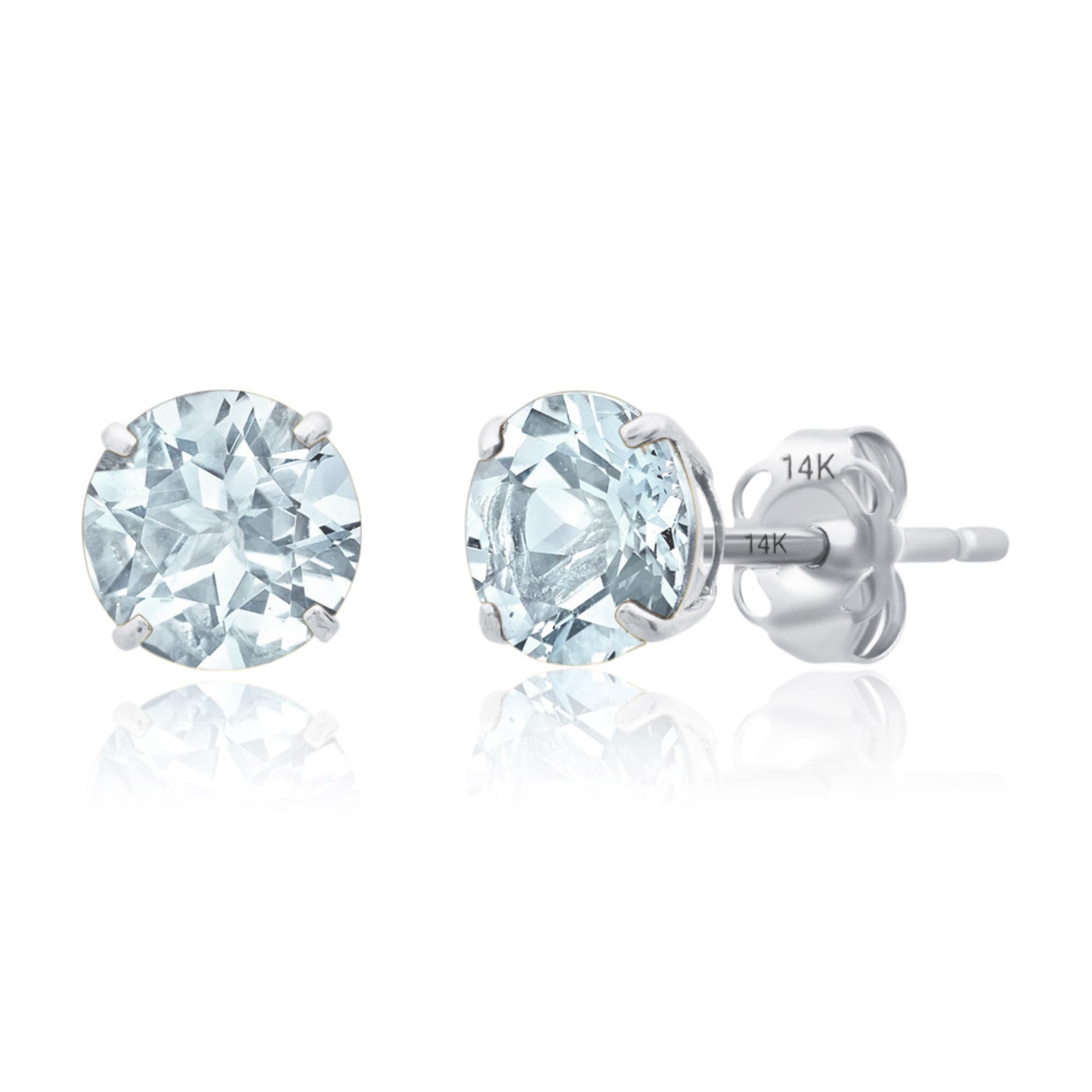 Classic 6mm Gemstone Round Stud Earrings in 14K Gold