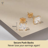 14K Gold Princess Cut Earrings embellished with Swarovski® Zirconia
