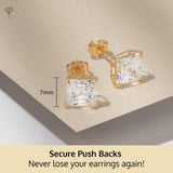 14K Gold Princess Cut Earrings embellished with Swarovski® Zirconia