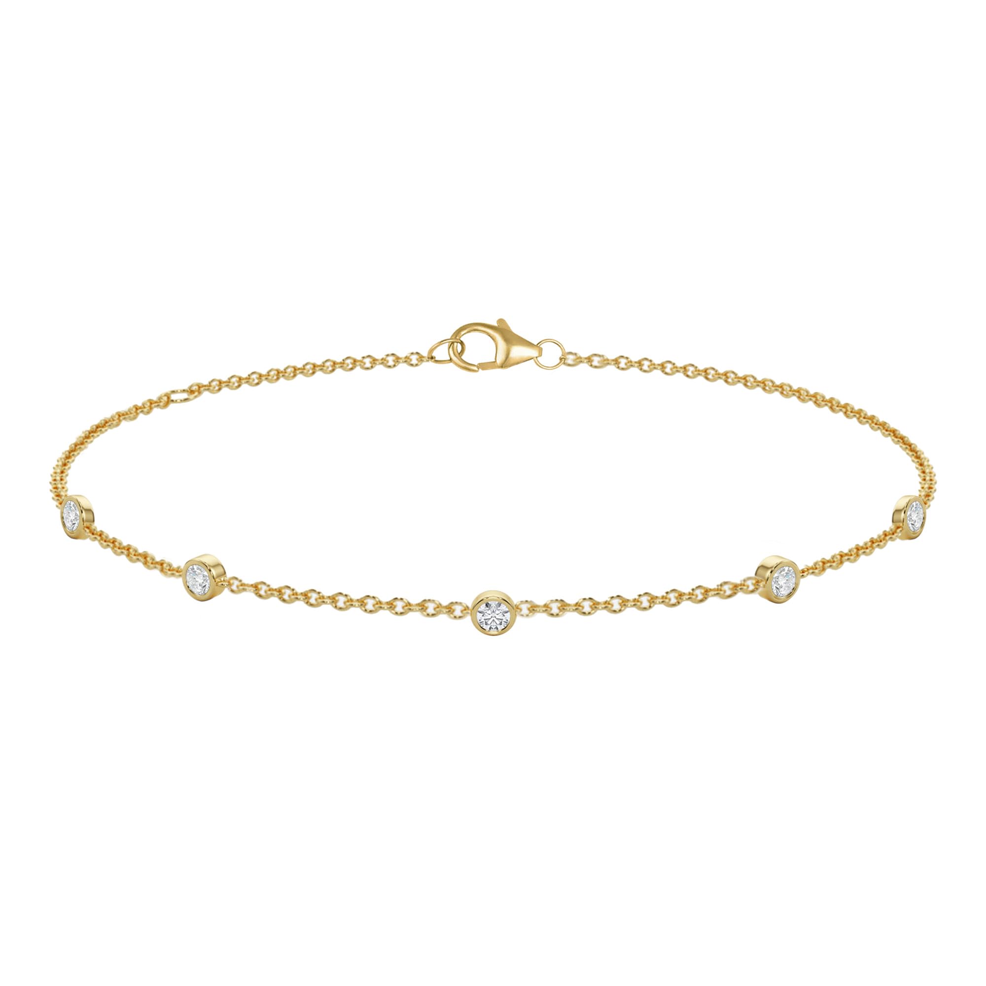 Golden Dew Lab Diamond Multi Station Bracelet in 10k Yellow Gold