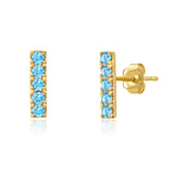 Small Gemstone Bar Studs in 14k Gold