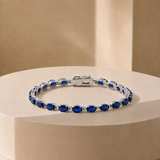 Oval Cut Gemstone Tennis Bracelet in 925 Silver