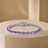 Oval Cut Gemstone Tennis Bracelet in 925 Silver