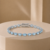 Oval Cut Gemstone Tennis Bracelet in 925 Silver