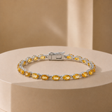 Oval Cut Gemstone Tennis Bracelet in 925 Silver