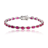 Oval Cut Gemstone Tennis Bracelet in 925 Silver