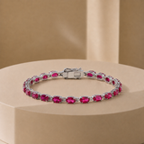 Oval Cut Gemstone Tennis Bracelet in 925 Silver