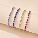 Oval Cut Gemstone Tennis Bracelet in 925 Silver